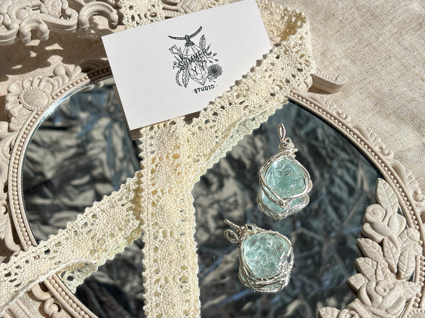 Crystal Necklace/Pendant - Little Butterfly on the Lake