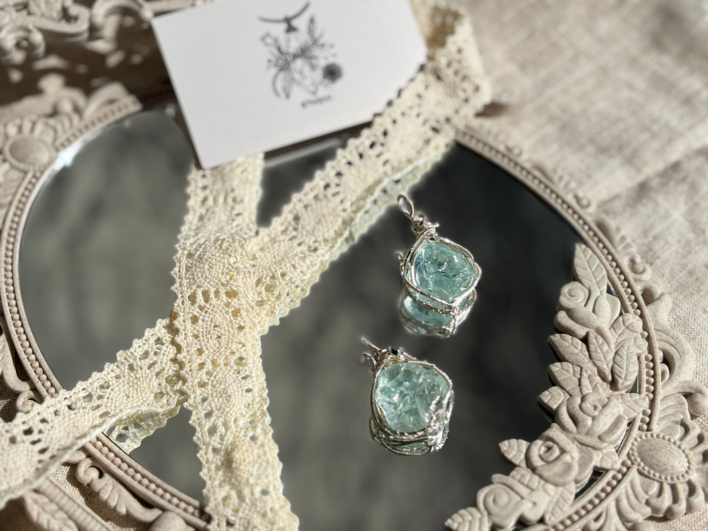 Crystal Necklace/Pendant - Little Butterfly on the Lake