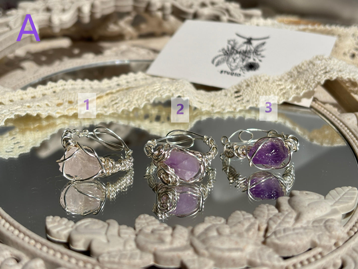 Crystal Ring (silver-plated copper wire)