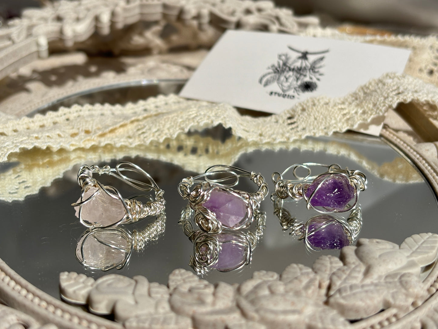 Crystal Ring (silver-plated copper wire)