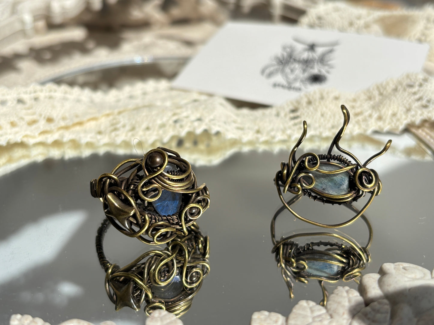 Crystal Rings - Brass Wire Wrapped