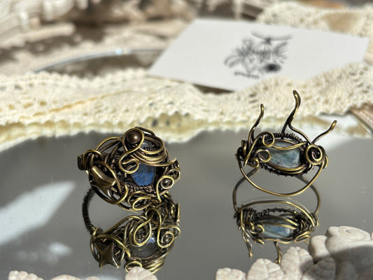 Crystal Rings - Brass Wire Wrapped