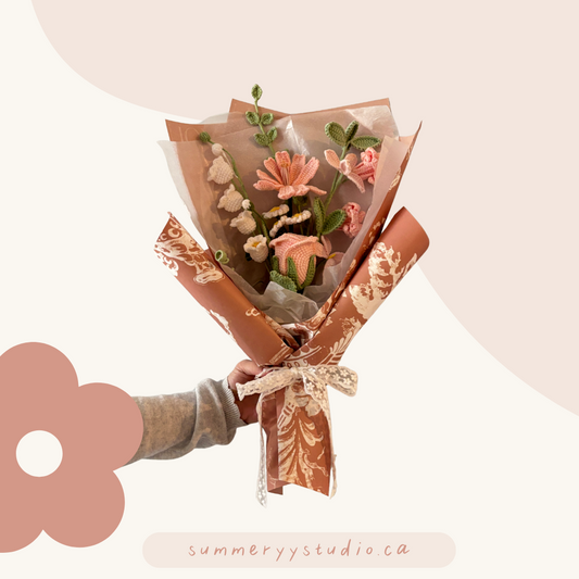 Blush Garden Rose Bouquet | Crochet Flower