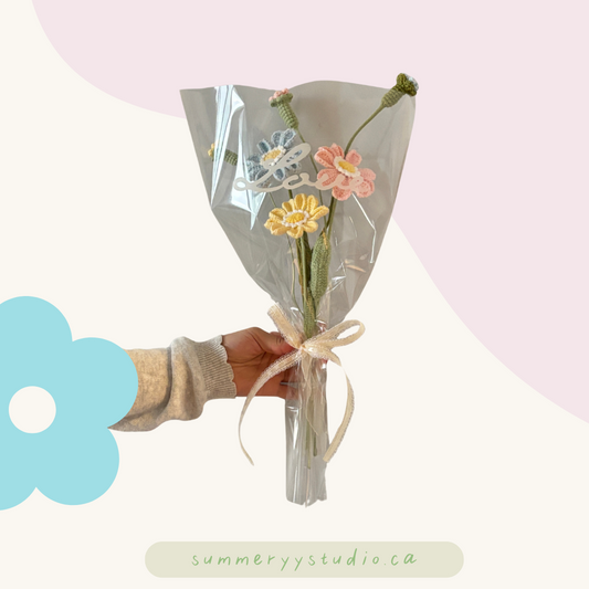 Pastel Zinnia Trio Bouquet | Crochet Flower